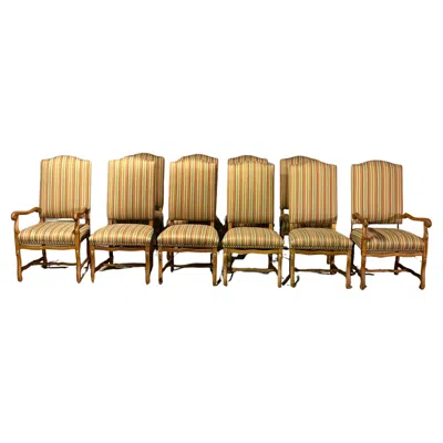 Pre-owned Ralph Lauren Set Of 10 -  Louis Xiv Dining Chairs In Brown