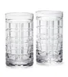 Polo Ralph Lauren Set Of 2 Hudson Plaid Highball Glasses In Clear