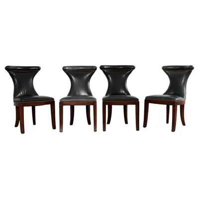 Pre-owned Ralph Lauren Set Of Four  Highgate Leather Dining Chairs In Brown