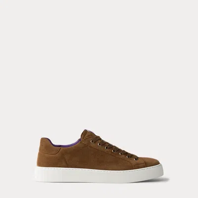 Ralph Lauren Severn Calf-suede Sneaker In Brown