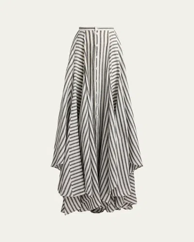 Ralph Lauren Shamus Striped Linen Maxi Skirt In Multi