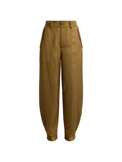 Ralph Lauren Shantung Barrel Cargo Pants In Brown