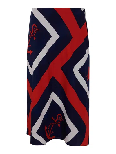 Ralph Lauren Sharae Mid A Line Skirt In Blue