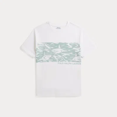 Ralph Lauren Kids' Shark-print Cotton Jersey Tee In White