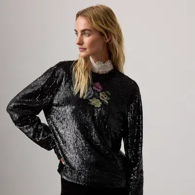 Ralph Lauren Sharon Embellished Tulle Top In Black