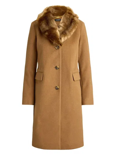 Ralph Lauren Shawl-collar Button Coat In Brown