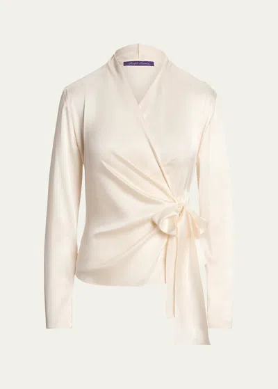 Polo Ralph Lauren Shea Silkshaw Wrap Blouse In Cream