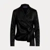 Polo Ralph Lauren Shea Stretch Silk Charmeuse Wrap Blouse In Black
