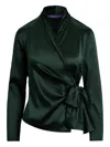 Ralph Lauren Shea Stretch Silk Charmeuse Wrap Blouse