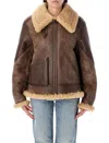 Ralph Lauren Shearling Aviator Jacket Featuring Leather Trim In Brown