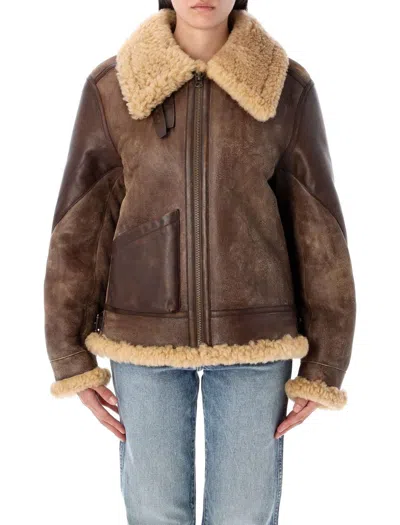 Ralph Lauren Shearling Aviator Jacket In Brown