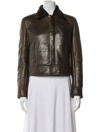 Pre-owned Ralph Lauren Shearling Biker Jacket In Brown