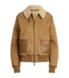 Ralph Lauren Morrison Shearling-trimmed Suede Jacket In Brown