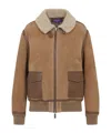 Ralph Lauren Shearling-collared Bomber Jacket In Brown