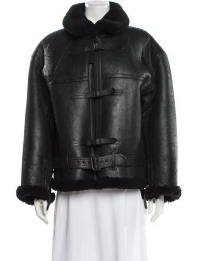 Pre-owned Ralph Lauren Shearling Fur Jacket In Black
