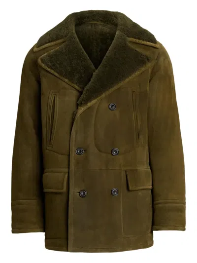Ralph Lauren Shearling-lined Double-breasted Coat In Green