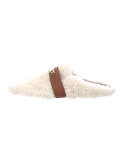 Pre-owned Ralph Lauren Shearling Mules In Neutral