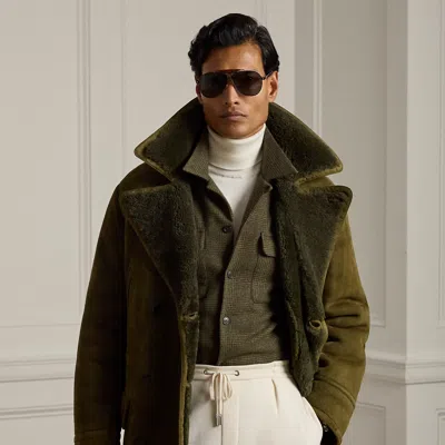 Ralph Lauren Shearling Peacoat In Green