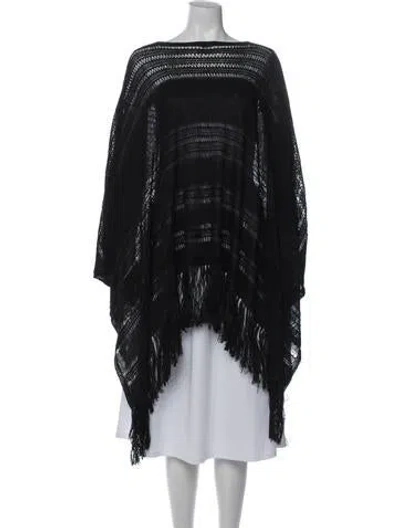 Pre-owned Ralph Lauren Shearling Striped Shawl In Black