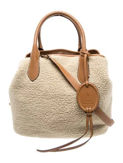 Pre-owned Ralph Lauren Shearling Top Handle Bag In Neutral