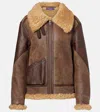 Ralph Lauren Shearling Aviator Jacket Featuring Leather Trim In Brown