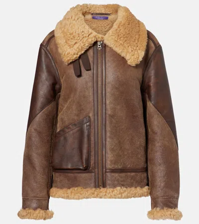 RALPH LAUREN SHEARLING-TRIMMED LEATHER JACKET