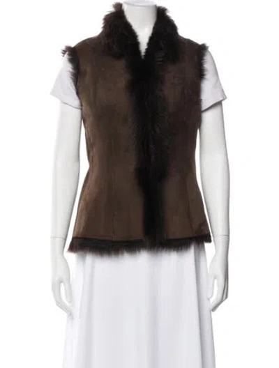 Pre-owned Ralph Lauren Shearling Vest In Brown
