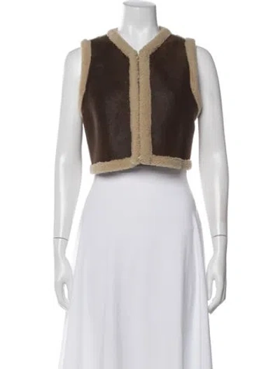 Pre-owned Ralph Lauren Shearling Vest In Brown