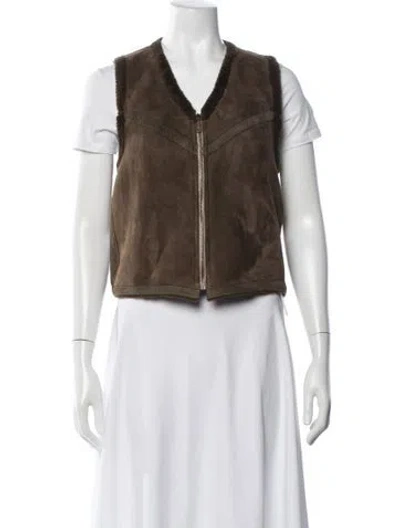 Pre-owned Ralph Lauren Shearling Vest In Brown