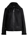 Ralph Lauren Shearling Zip-up Jacket In Black