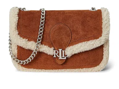 Ralph Lauren Shearling-trim Bradley Crossbody Wallet Cross Body Handbags Lauren Tan/natural: One Size In Brown