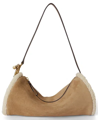 Ralph Lauren Shearling-trim Small Blaike Barrel Bag In Camel,natural