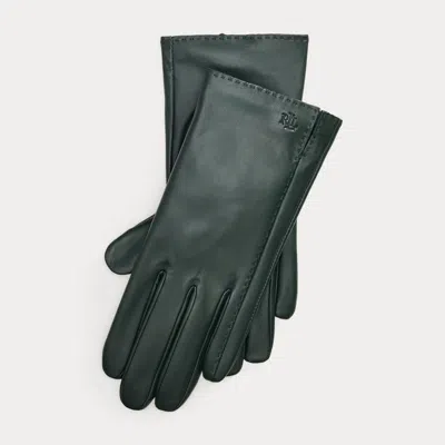Ralph Lauren Sheepskin Tech Gloves In Forest Green
