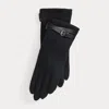 Ralph Lauren Sheepskin-trim Wool-blend Tech Gloves In Black