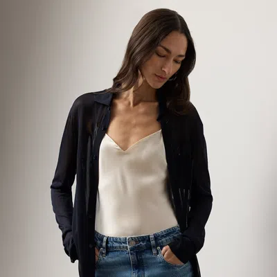 Ralph Lauren Sheer Sweater Shirt In Black