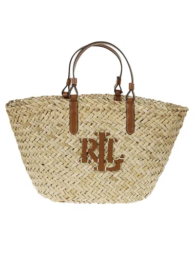 【Ralph Lauren】シェルビートートM Polo Ralph Lauren Shelbie Tote Medium In Natural/lauren Tan
