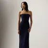 Ralph Lauren Shelly Silk Cady Evening Dress In Blue