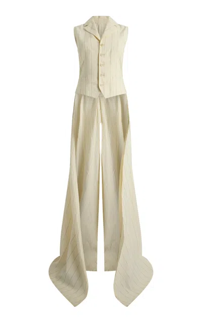 Ralph Lauren Sherwyn Striped Cotton-linen Vest In White