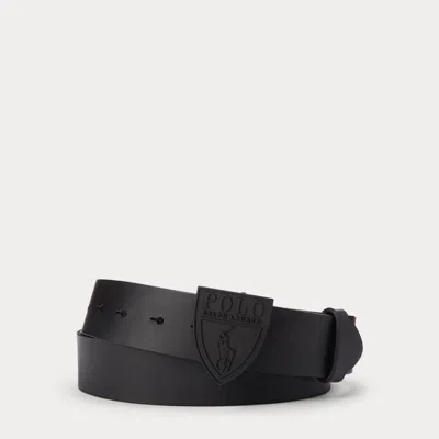 Polo Ralph Lauren Shield-buckle Leather Belt In Black
