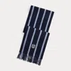 Ralph Lauren Shield-patch Striped Wool-blend Scarf In Multi