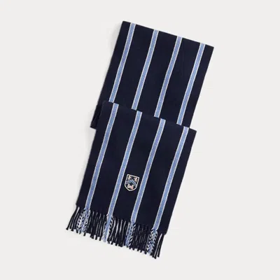 Ralph Lauren Shield-patch Striped Wool-blend Scarf In Multi