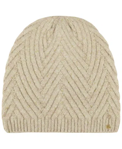 Ralph Lauren Shine Herringbone Knit Hat In Light Camel