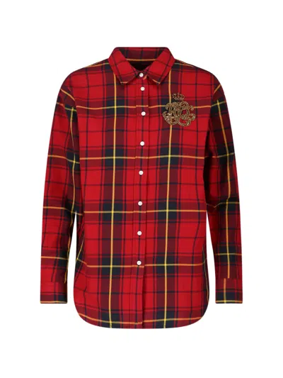Ralph Lauren Beaded Plaid Shirt In Red