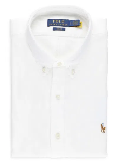 Ralph Lauren Logo Embroidered Button Down Collar Shirt In White