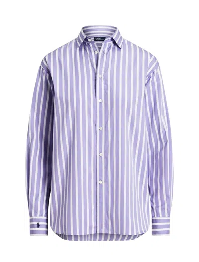 Polo Ralph Lauren Striped Two-tone Cotton Shirt In Purple