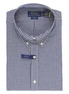 Polo Ralph Lauren Cotton Stretch Poplin Gingham Check Slim Fit Button Down Shirt In Blue