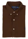 Ralph Lauren Cotton Shirt With Button-down Collar And Pony Embroidery In Brown