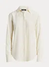 Ralph Lauren Silk Collared Blouse In Neutral