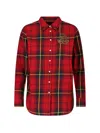 Ralph Lauren Beaded Plaid Shirt In Red