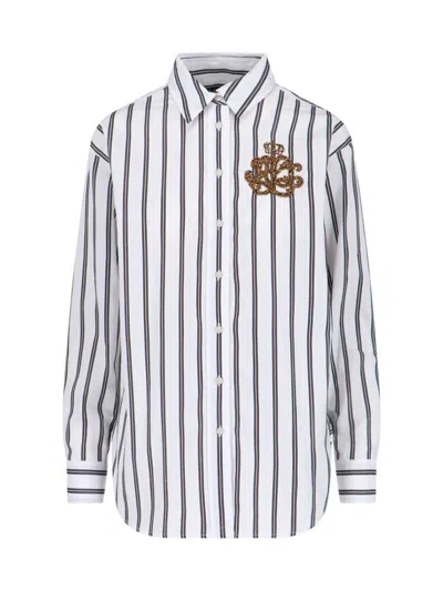 Ralph Lauren Striped Beaded-embellished Shirt In Multi